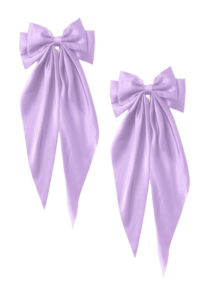 LAOTIDui Hair Bows for Women,Big Purple Bow,Large Hair Bows Long Tail,Bow Hair Clips,Satin Hair Bow,Girls Hair Bows,Hair Bows Clips,Hair Accessories Hair Bows - Image 1